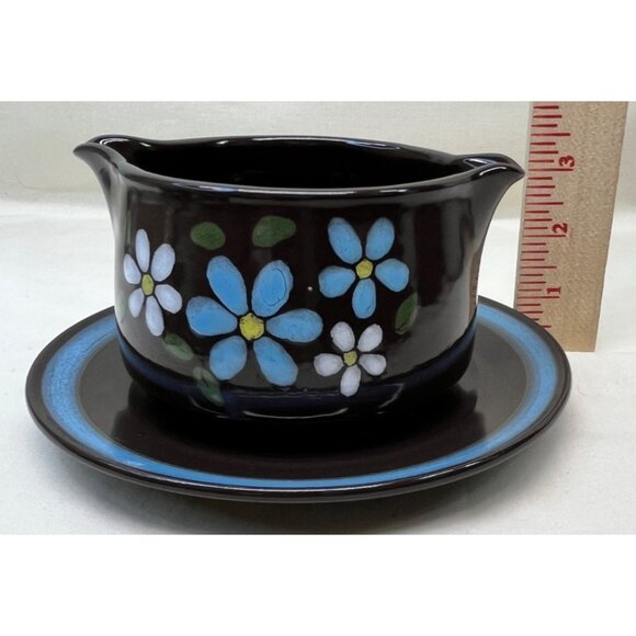 Metlox Vernonware Vernon Ware Pacific Blue Daisy Gravy Boat Attached Underplate - Picture 8 of 10